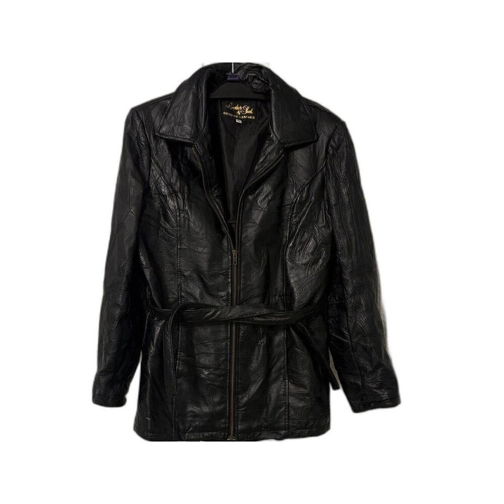 Leather & Soul Patchwork black genuine Leather Jacket-XL